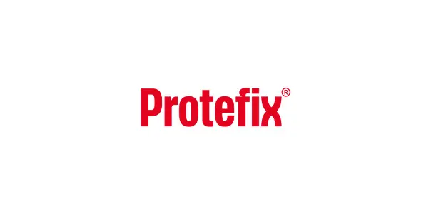 Das Bild zeigt das Logo von Protefix in roter Schrift auf weißem Hintergrund. Es handelt sich um eine Marke, die vermutlich Produkte im Bereich Zahntechnik oder dentale Hilfsmittel anbietet.